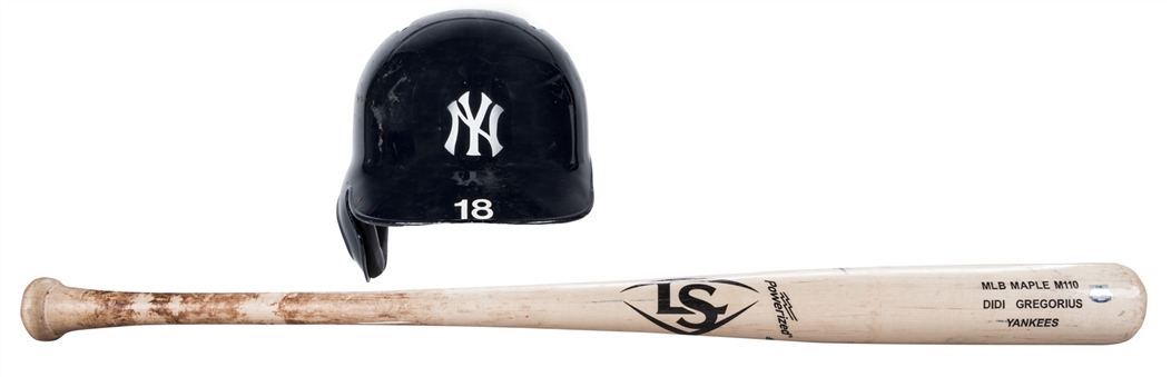 2016 Didi Gregorius Game Used Louisville Slugger M110 Model Bat and New York Yankees Batting Helmet (MLB Authenticated & Steiner)